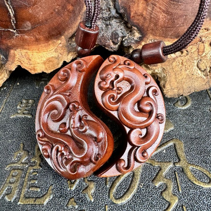 Colgante taoísta para parejas yin y yang, símbolo de buen augurio de Loong y adorno para amantes del fénix.
