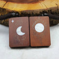 Jujube Wood Lightning Pendant with a Peace Plate Inlaid with Silver Sun, Moon and Stars