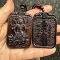 Lightning - Struck Natural Jujube Wood Talisman: Yin Marshal Guardian Pendant