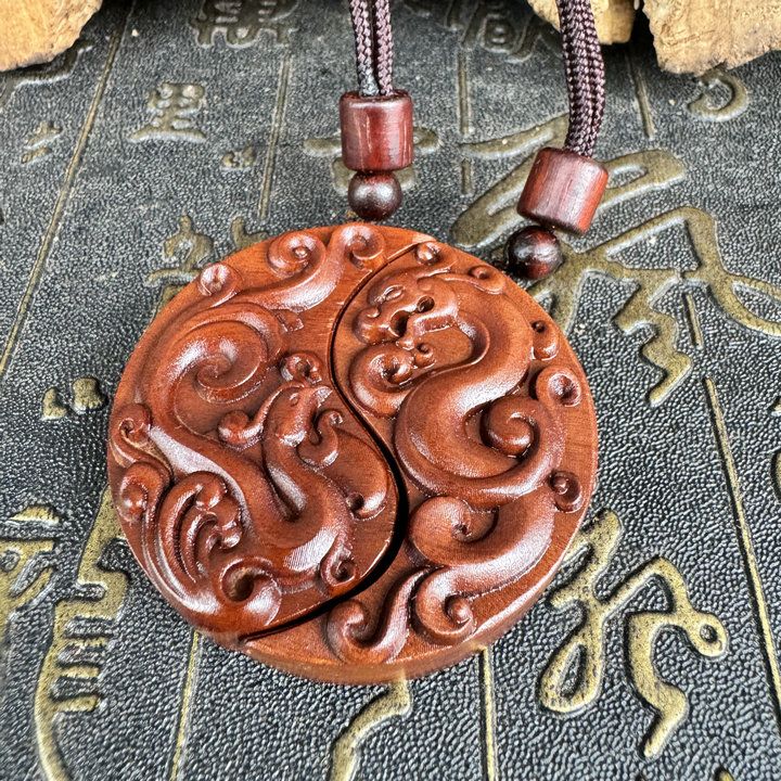 Colgante taoísta para parejas yin y yang, símbolo de buen augurio de Loong y adorno para amantes del fénix.