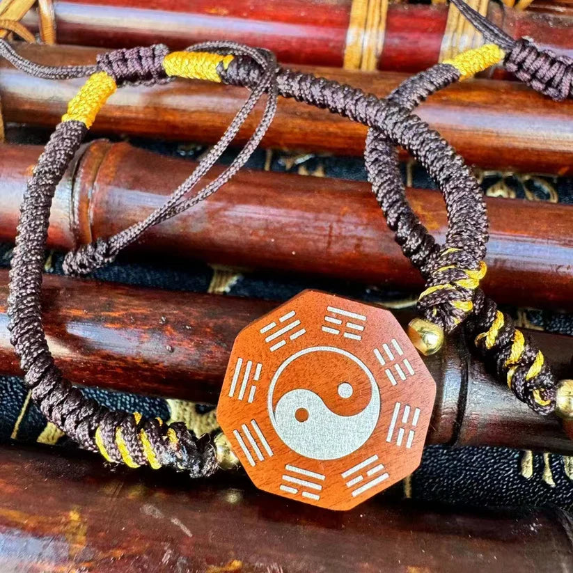 Pulsera Zhouyi Bagua con incrustaciones de plata y la Osa Mayor taoísta