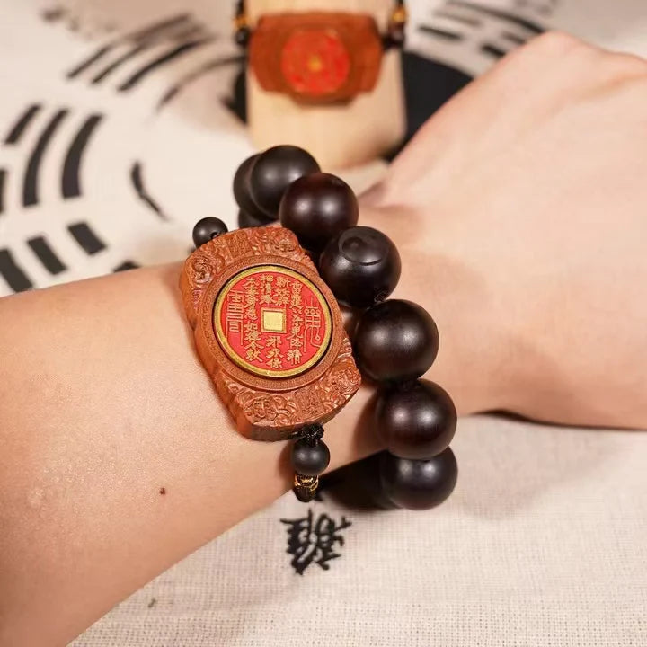 Pulsera protectora taoísta de madera de azufaifo “Moneda de Gasto del Fantasma de la Montaña”