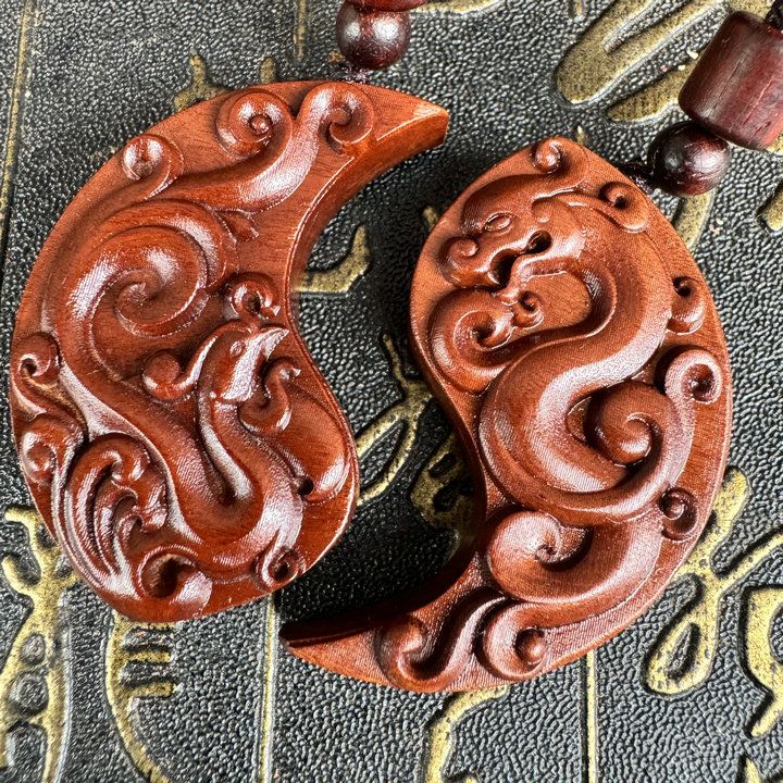 Colgante taoísta para parejas yin y yang, símbolo de buen augurio de Loong y adorno para amantes del fénix.
