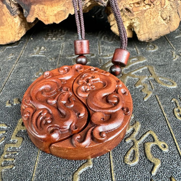 Colgante taoísta para parejas yin y yang, símbolo de buen augurio de Loong y adorno para amantes del fénix.