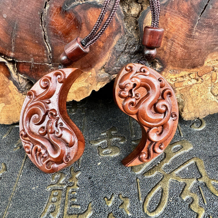 Colgante taoísta para parejas yin y yang, símbolo de buen augurio de Loong y adorno para amantes del fénix.
